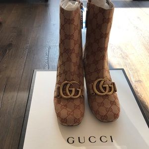 Gucci GG Canvas mid-heel booties